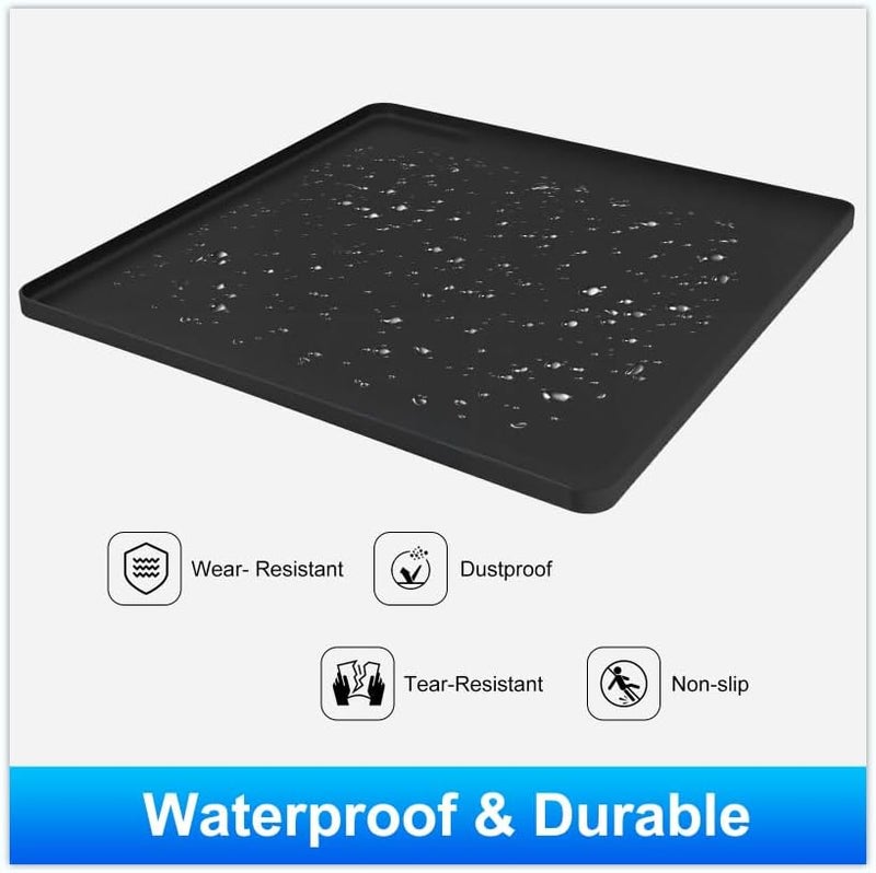 DTOMCD Mini Fridge Silicone Mat, 19.7"x19.7"x0.6" - Durable Refrigerator Mats with High Raised Edges, Leak-Proof Fridge Mats for Mini Fridges, Washing Machines, Pet Bowls - Protects Floors from Water Spills - Image 2